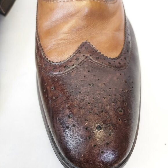 Aldo Wingtip Oxford Brogue Men's 8 Classic Dress Shoes Leather Brown Tan Lace up - Picture 12 of 16